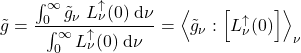 \begin{equation*} \nghe = \frac{ \int_0^\infty \nghe_{\nu}\; L^\uparrow_{\nu}(0)\; \dd\nu}{\int_0^\infty L^\uparrow_{\nu}(0)\; \dd\nu} = \exw{\nghe_{\nu}}{L^\uparrow_{\nu}(0)}_\nu \end{equation*}