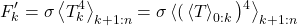 \begin{equation*} F^{\prime}_{k} = \sigma \, \ex{ T_k^4 }_{k+1:n} = \sigma \, \ex{ \right( \ex{T}_{0:k} \left)^4 }_{k+1:n} \end{equation*}