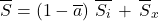 \begin{equation*} \xglob{S} = \left(1-\albedog\right)\,\xglob\isi \,+\, \xglob{S_x} \end{equation*}