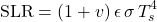 \begin{equation*} \SLR = (1+\tveb) \,\emis \,\sigma \, \tsurf^4 \end{equation*}