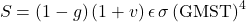 Rendered by QuickLaTeX.com \begin{equation*} S = (1-g) \, (1+v) \, \emis \, \sigma \, (\GMST)^4 \end{equation*}
