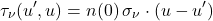 \begin{equation*} \tau_{\nu}(u^{\prime}, u) = n(0)\,\sigma_\nu\cdot(u - u^{\prime}) \end{equation*}