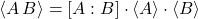 \begin{equation*} \ex{A \, B} = \mc{A}{B}  \cdot \ex{A} \cdot \ex{B}  \end{equation*}