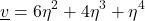 \begin{equation*} \xloc\tveb =  6\eta^2 + 4\eta^3 + \eta^4  \end{equation*}