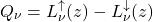 \begin{equation*} Q_\nu = L_\nu^\uparrow(z) - L_\nu^\downarrow(z) \end{equation*}
