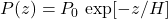 P(z) = P_0 \, \exp[-z/H]