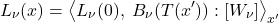 \begin{equation*} L_{\nu}(x) = \exw{L_{\nu}(0),\;  B_{\nu}(T(x^\prime))}{W_{\nu}}_{x^\prime} \end{equation*}