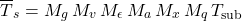 \begin{equation*} \tsurfg  = M_g\,M_v\,M_\emis \, M_\albedo \, M_x \, M_q \, T_\mathrm{sub} \end{equation*}